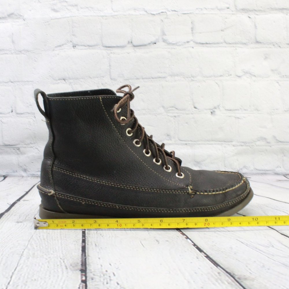 LL Bean Black Leather Lace-up Moc Toe Chukka Boots Size 7.5 M - Picture 8 of 9